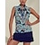 cheap Designer Collection-Women&#039;s Golf Polo Shirt Dark Navy Sleeveless Top Paisley Ladies Golf Attire Clothes Outfits Wear Apparel