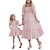 billige Kjoler og jumpsuits-mamma og meg kjole matchende antrekk med blomstertrykt firkantet hals maxikjole med puffermer til mor og datter