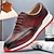 cheap Men&#039;s Sneakers-Men&#039;s Sneakers Dress Sneakers Leather Italian Full-Grain Cowhide Slip Resistant Lace-up Red Brown