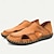 cheap Men&#039;s Sandals-Men&#039;s Sandals Flat Sandals Leather Breathable Comfortable Slip Resistant Loafer Dark Grey Black Brown