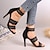 billige Sandaler til kvinner-kvinners høyhælte sandaler med glidelås bak i mesh-design bred reim jazzdansesko med sexy rund tå stiletthæler åpen tå for nattklubbfester og fasjonabelt utseende