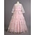 olcso Alkalmi ruhák-Gyerekek Lány Party ruha Virág Háromnegyedes Keresztelő ruha Hercegnő Poliészter Csipke Nyár Tavasz Ősz 4-13 év Arcpír rózsaszín
