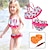 tanie Dzieci-Dwuczęściowe stroje kąpielowe dla małych dziewczynek bikini Dzień Dziecka Owoce Aktywny nadruk Kostiumy kąpielowe 1-5 lat Lato Czerwone z pływakiem na ramieniu&amp;amp; pompa