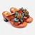 ieftine Sandale de Damă-Pentru femei Sandale Papuci Saboți Mărime Plus Size Pictat manual În aer liber Zilnic Vacanță Floral Ținte Blocați călcâiul Vârf rotund Elegant Boemia Epocă Plimbare Piele Premium Loafer Portocaliu