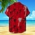levne Pánská havajská košile-Tropický vzhled Palma prázdniny Havajské Pánské Košile Venkovní Havajské Dovolená Léto Přehnutý Krátký rukáv Bílá Rubínově červená S M L Košile