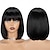 cheap Human Hair Capless Wigs-Short Bob Wigs Human Hair 8 Inch Glueless Wear and Go Bob Wig With Bangs Human Hair Wigs for Black Women Human Hair Brazilian Straight Hair None Lace Front Natural Black Wig