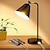 tanie Lampy stołowe-przemysłowa ściemniana lampa biurkowa z 2 portami ładowania USB gniazdko sieciowe, sterowanie dotykowe stolik nocny lampka do czytania elastyczna głowica, czarna metalowa lampa stołowa do sypialni,
