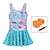 Недорогие Дети-Сплошной купальник для девочек, быстросохнущее купальное платье с милым русалочным узором и цветочным принтом, купальный костюм с поплавком на рукавах&amp;amp; насос