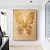 olcso Állatos festmények-kézzel festett arany pillangó festmény arany absztrakt eredeti nagy festmények vászonra textúra fal kép lakberendezés nappaliba keret nélkül