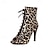 cheap Women&#039;s Heels-Women&#039;s Heels Retro Sandals Boots Summer Boots Heel Boots Party Leopard Buckle Lace-up Stiletto Peep Toe Fashion PU Zipper Black White Blue