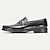 billiga Slip-ons och loafers till herrar-klassiska loafers för män i svart perforerat läder i metall