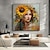 preiswerte Gemälde mit Menschen-handgemaltes Retro-Profil Frau mit Sonnenblume Leinwand Malerei Blumen Frau Kunstwerk abstrakte weibliche Figur Wand Dekor kein Rahmen