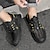 abordables Zapatillas de hombre-Hombre Zapatillas de deporte Retro Zapatos de Paseo Casual Diario Cuero Transpirable Cómodo Banda Elástica Negro Caqui Gris Primavera Otoño