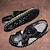 billiga Herrsandaler-lädersandaler för män svarta sommarsandaler modesandaler handgjorda skor promenader vintage casual utomhussemester strand bekväma skor gul khaki