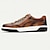 cheap Men&#039;s Sneakers-Men&#039;s Dress Sneakers Leather Italian Full-Grain Cowhide Slip Resistant Lace-up Yellow-Brown