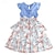 Недорогие Платья-Платье для девочек 7-12 лет, синее платье с v-образным вырезом и цветочным принтом для девочек, маленькое платье с развевающимися рукавами, повседневное праздничное детское платье принцессы