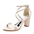 preiswerte Hochzeitsschuhe-Damen Hochzeit Schuhe Sandalen Plateausandalen Hochzeit Party Täglich Hochzeitssandalen Blockabsatz Offene Spitze Modisch Sexy Satin Knöchelriemen Silber Wein Schwarz