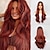 cheap Synthetic Trendy Wigs-Cosplay Costume Wig Synthetic Wig Natural Wave Middle Part Machine Made Wig 28 inch Brown / Burgundy Synthetic Hair Women&#039;s Multi-color Mixed Color