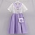 cheap Dresses-Kids Girls&#039; Dress Color Block Short Sleeve Party Outdoor Casual Fashion Daily Casual Polyester Summer Spring 2-12 Years Pink Purple