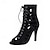 cheap Women&#039;s Sandals-Women&#039;s Heels Sandals Boots Summer Boots Heel Boots Party Club Lace-up Stiletto Peep Toe Fashion Sexy Suede Zipper Almond Black