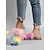 tanie Klapki i japonki damskie-Damskie Pantofle Komfortowe buty Płaski obcas Okrągły palec u nogi Elegancja Moda Codzienny Spacery Guma Kolorowy Czarny Różowy