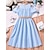 cheap Dresses-Kids Girls&#039; Dress Solid Color Short Sleeve School Casual Ruffle Fashion Daily Polyester Summer 7-13 Years Sky Blue