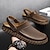 cheap Men&#039;s Sandals-Men&#039;s Sandals Retro Handmade Shoes Walking Casual Daily Beach Leather Breathable Comfortable Slip-on Dark Red Black Khaki Spring Fall