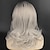 baratos peruca mais velha-Peruca onda natural assimétrica com franja peruca curta cinza cabelo sintético feminino clássico cinza médio ombre cinza ondulado perucas