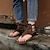 billige Sandaler til kvinder-kvinders sandaler flade sandaler gladiator sandaler romerske sandaler udendørs daglig strand snøre flad hæl åben tå imiteret læder elastik sort gul brun