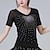 cheap Latin Dancewear-Latin Dance Ballroom Dance Top Pure Color Splicing Crystals / Rhinestones Women&#039;s Performance Training Short Sleeve High Terylene