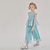 お買い得  セット-２個 子供 女の子 純色 パンツスーツ セットする ノースリーブ ファッション アウトドア 3～7歳 夏 ブルー