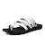 Недорогие Мужские сандалии-Мужские сандалии из искусственной кожи, черно-белые летние сандалии, сандалии на плоской подошве, гладиаторы, повседневная римская обувь для прогулок, пляжная дышащая удобная обувь для отдыха