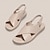 baratos Sandálias de mulher-Mulheres Sandálias Sem Salto Couro Sintético Velcro Amêndoa Preto Branco