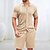 baratos Conjuntos de camisas básicas masculinas-Masculino Pólo Polo de malha Camisa de golfe Manga Curta Lapela Verão Cor Sólida / Simples Preto Azul Marinho Escuro Caqui Top Tee para Homens