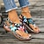 billige Sandaler til kvinner-flate sandaler for kvinner fargerikt trykk thong sandaler sommer klips tåspenne stropp blomster avslappet myk såle utendørs strandsandaler
