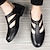 levne Pánské sandály-pánské kožené boty letní rybáři sandály černé ploché sandály vintage klasické ležérní outdoorové prodyšné boty s neklouzavou přezkou