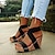ieftine Sandale de Damă-sandale cu pană de damă sandale cu platformă cu bretele elastice încrucișate confortabile la modă sandale cu vârf deschis la gleznă negru bej