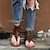 billige Sandaler til kvinder-kvinders sandaler flade sandaler gladiator sandaler romerske sandaler udendørs daglig strand snøre flad hæl åben tå imiteret læder elastik sort gul brun