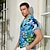 Недорогие мужские лагерные рубашки-Муж. Рубашка Гавайская рубашка Походная рубашка Графическая рубашка Рубашка Алоха Пейзаж Отложной Черный Темно синий Тёмно-синий Синий Небесно-голубой 3D печать на открытом воздухе Для улицы