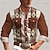 voordelige westernhemden voor heren-Tribal Western stijl Tribal Voor heren Overhemd Zomer Lente Herfst Overhemdkraag Lange mouw Bruin S, M, L Polyester Overhemd