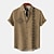 billige Skjorter med trykk for menn-Herre 20% Lin Skjorte Kortermet Aftæpning Grønn, Kakifarget, Beige Skjorte Daglig