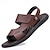 billige Herresandaler-herre lædersandaler sorte brune sommersandaler strandtøfler afslappede daglige åndbare skridsikre sko