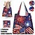 billige Håndtasker og net-Dame Posetaske Skuldertaske Hobo Bag polyester Handle ind Daglig Ferie Tryk Stor kapacitet Foldbar Letvægt Amerikansk flag Hvid / Blå Blå