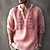 cheap Men&#039;s Henley Shirt-Men&#039;s Shirt Graphic Prints Geometry Stand Collar White Pink Blue Khaki Gray Outdoor Street Long Sleeve Print Clothing Apparel Fashion Streetwear Designer Casual