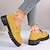 זול מוקסינים לנשים-נעלי נעלי ספורט לנשים פלטפורמה נעליים אלגנטיות עם עקב שטוח, נעלי חוץ מינימליסטיות צהוב כתום