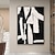 cheap Still Life Paintings-Handpainted White Black Textured Painting Oversized 3D handmade Abstract Geometric Wall Art painting Large Minimalist black white textured Painting for Living Room bedroom Wall Decor Abstract Art