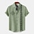 economico Camicie stampate da uomo-Per uomo 20% Lino Camicia Manica corta Collo ripiegabile Verde, Kaki, Beige Camicia Giornaliero