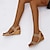 זול סנדלי נשים-סנדלי טריז לנשים בוהו בוהמי קיץ סנדלי חופשת חוף ים ראש עגול נעלי נוחות שחורות אפור משמש