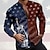 billiga Skjortor med tryck för män-Flagga Ledigt Herr Skjorta Helgdag Sommar Vår V-hals Långärmad Blå S, M, L Polyester Skjorta