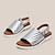 billige Sandaler til kvinder-Dame Sandaler Boheme Ferierejse Strand Flade hæle Boheme Mode Syntetisk læder Spænde Sort Hvid Sølv